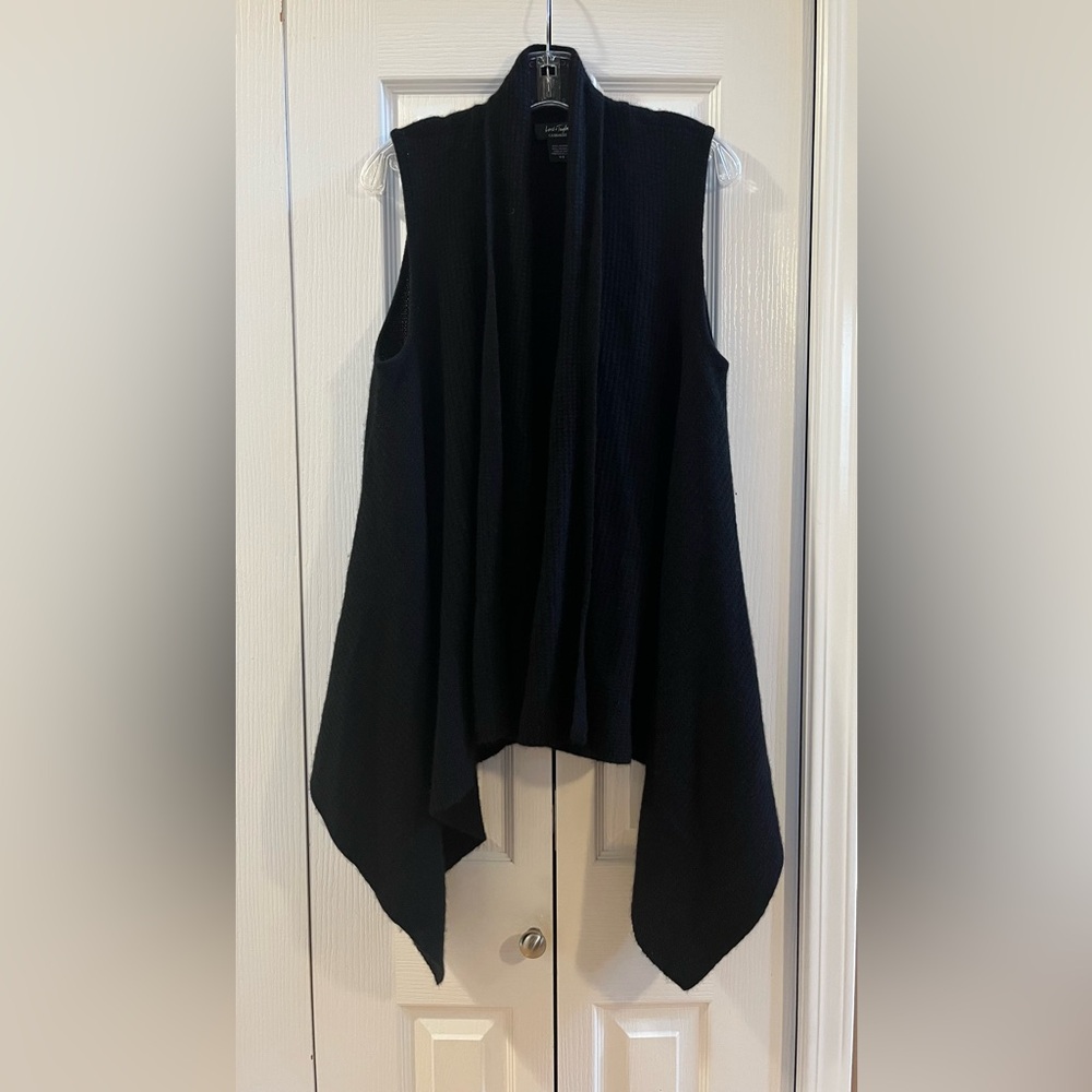 Lord & Taylor Women's 100% Cashmere Sleeveless Cardigan Vest In Black
